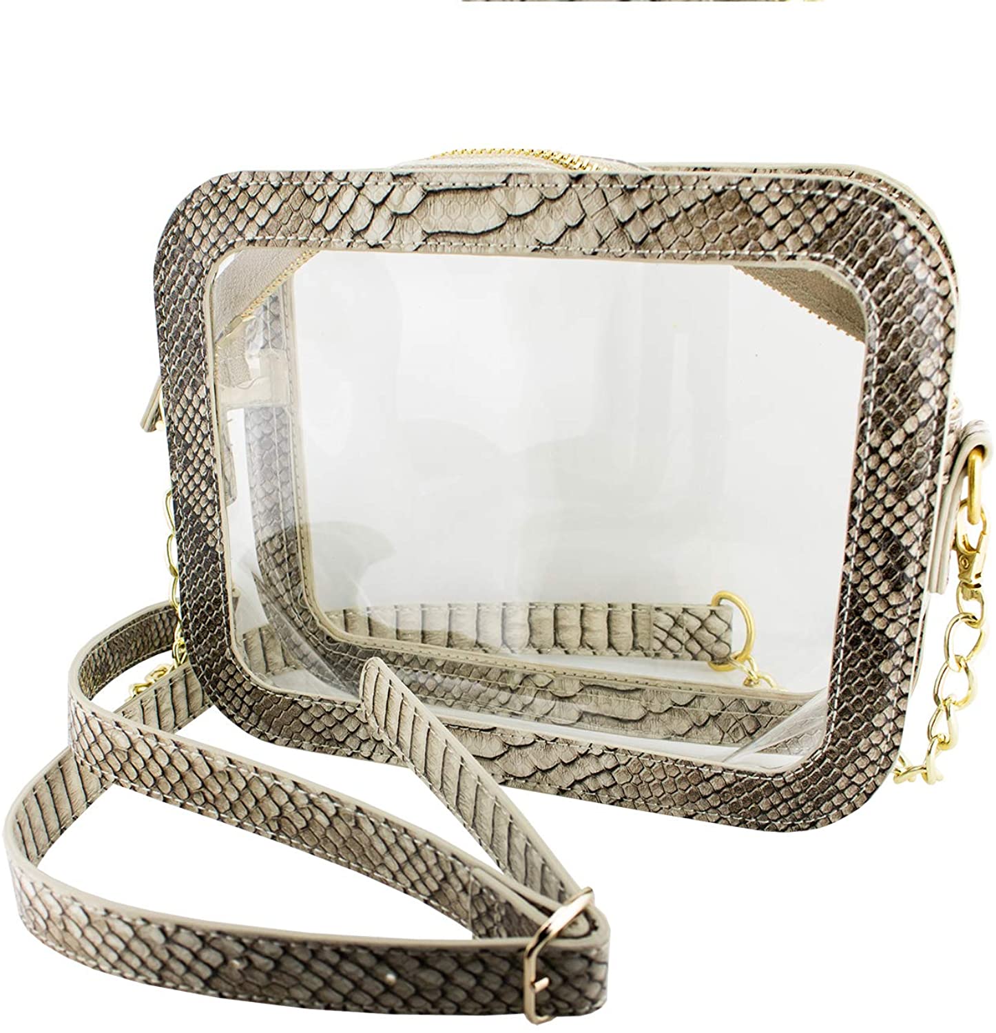 Price:$48.95 Capri Designs Clear Crossbody Camera Bag, Small, Transparent Stadium Approved, Adjustable Shoulder Strap - Moondust  Handbags   