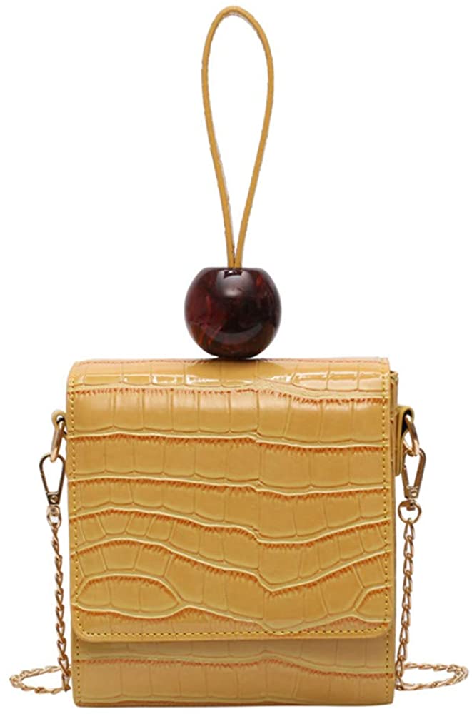 Price:$23.99    Barabum New Classic Crocodile Chic Chain Shoulder Messenger Small Square Toe Bag with Magnetic Closure (Yellow)  Clothing