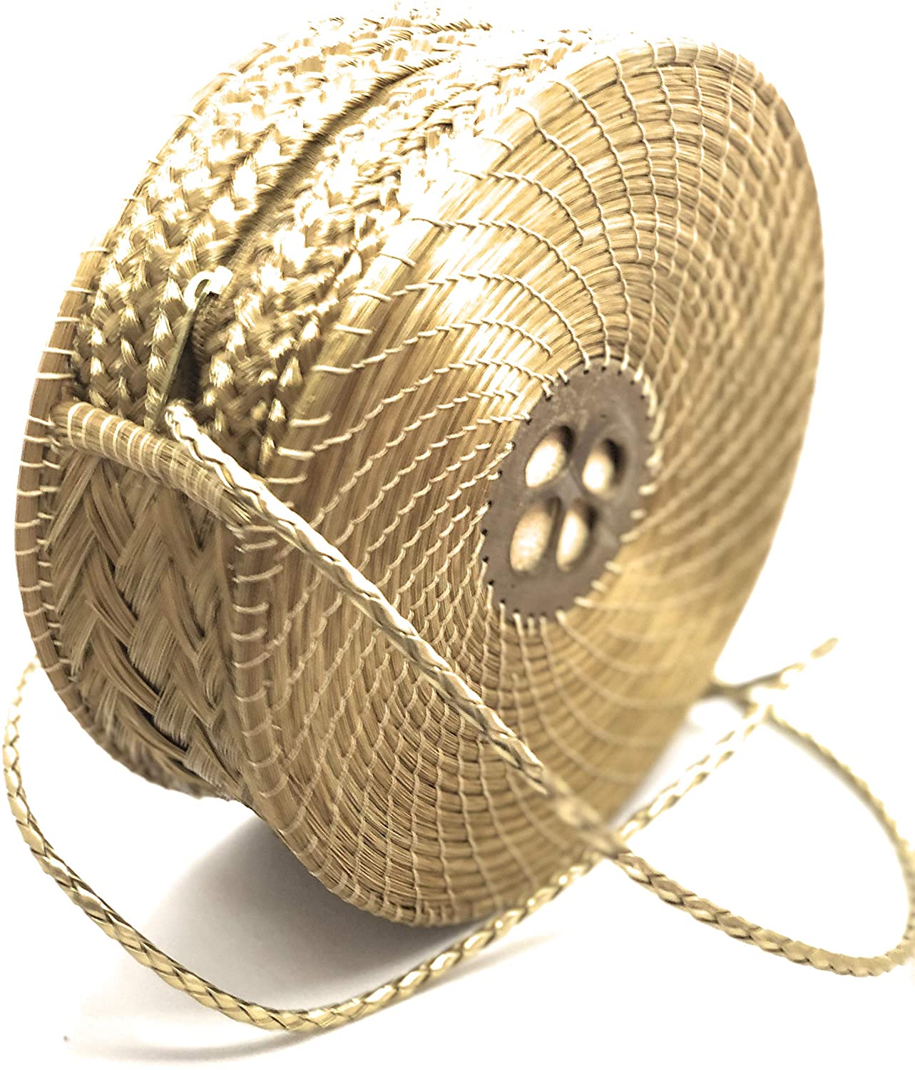 Price:$40.99 Handwoven round shape bag purse shoulder straps GRS Golden rattan straw brazilian  Handbags   