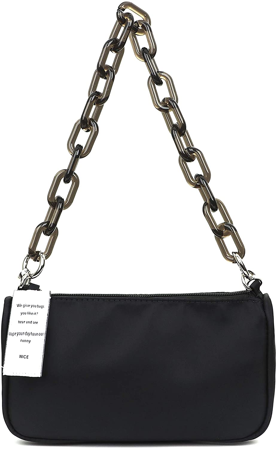 Price:$16.99 YUSHINY Women Black Gorgeous Nylon Handbag Crossbody Evening Tag Bag with Removable Shoulder Strap  Handbags   