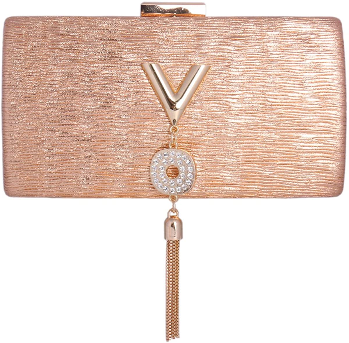Price:$32.99 Damara Ladies Bags Rhinestone Crossbody Evening Shoulder Bag Tassel Pedant, Champagne  Handbags   