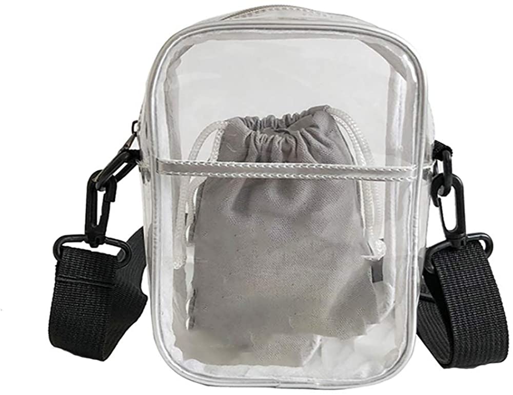 Price:$13.98 Enkrio Ladies Crossbody Messenger PVC Zipper Shoulder Bag Purse for Women Adjustable Strap Handbag with Inner Bag (Silver)  Handbags   