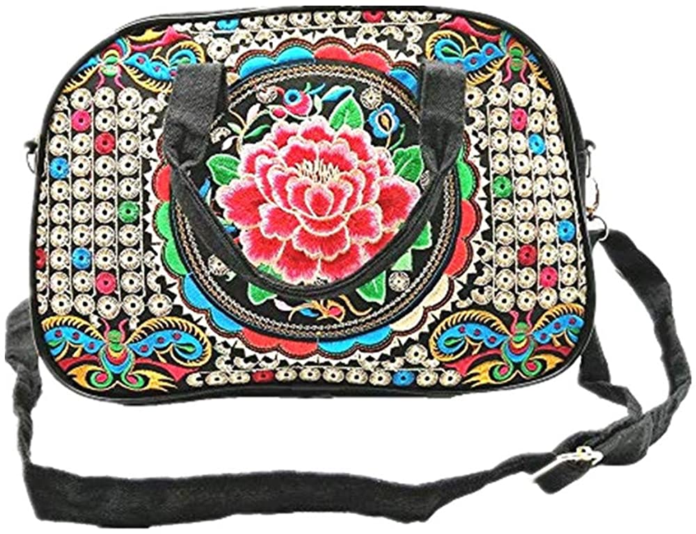 Price:$23.99    Embroidered Crossbody Bags Large Vintage Flower Top Handle Satchel Handbags Shoulder Bag Tote Purse Messenger Bags for Women (Classic style1)  Clothing