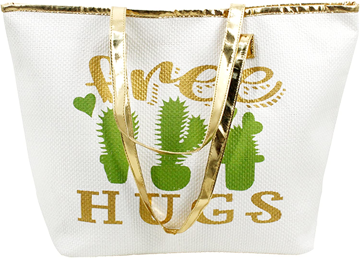 Price:$13.95    Straw Weave Summer Beach Tote Bag, Large Gold Verbiage Shoulder Handbag Great Travel Weekender (Free Hugs)  Clothing