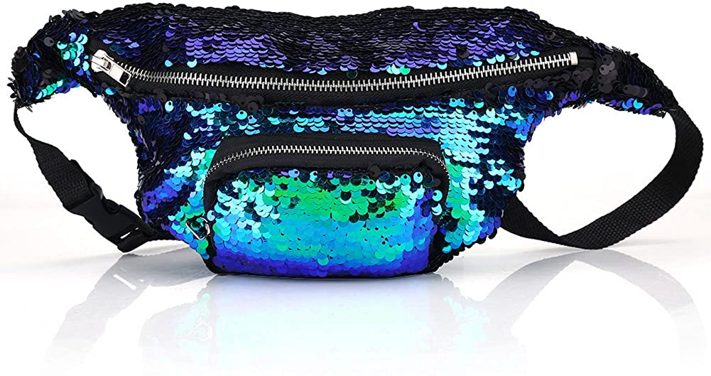 Price:$5.19 Filfeel Single Shoulder Bag, Women Fashionable Sequins Shining Party Club Waist Pouch  Handbags   