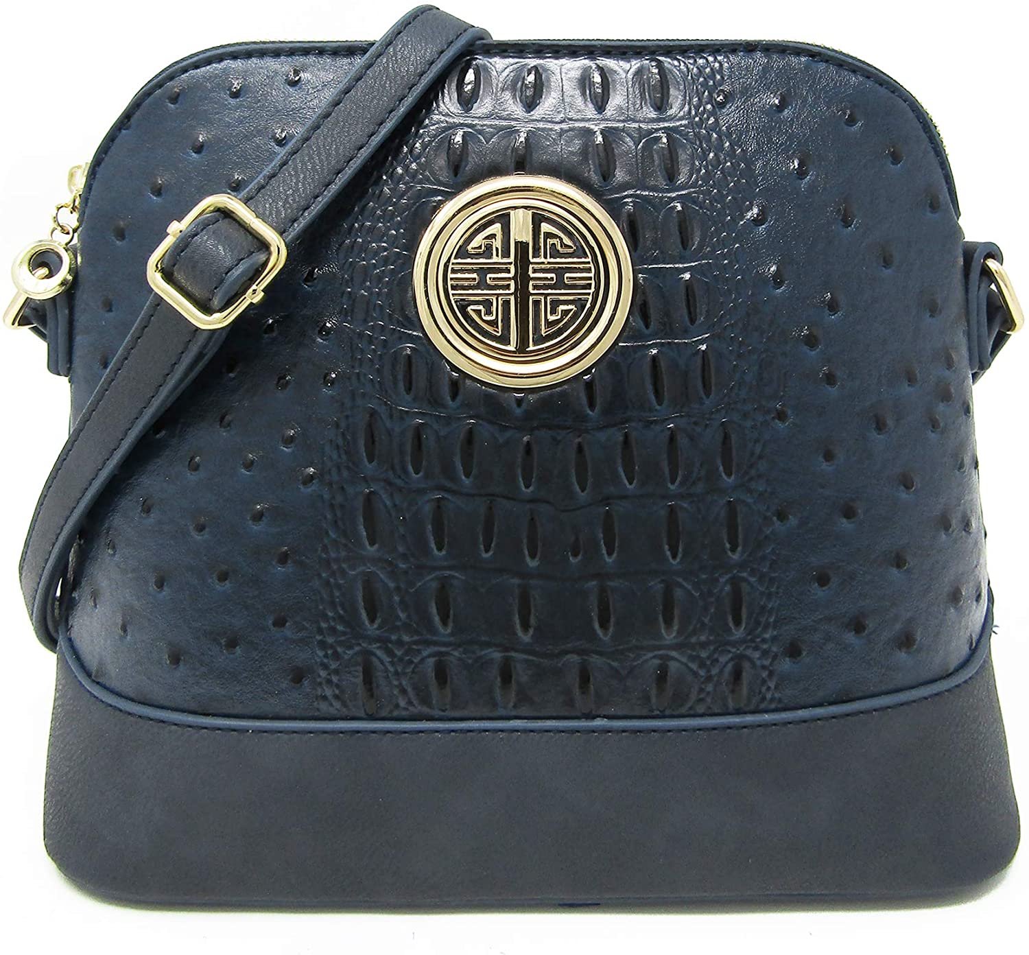 Price:$18.99 Crocodile Pattern Light Weight Medium Dome Crossbody and Shoulder Bag-OS026(Sea Blue)  Handbags   