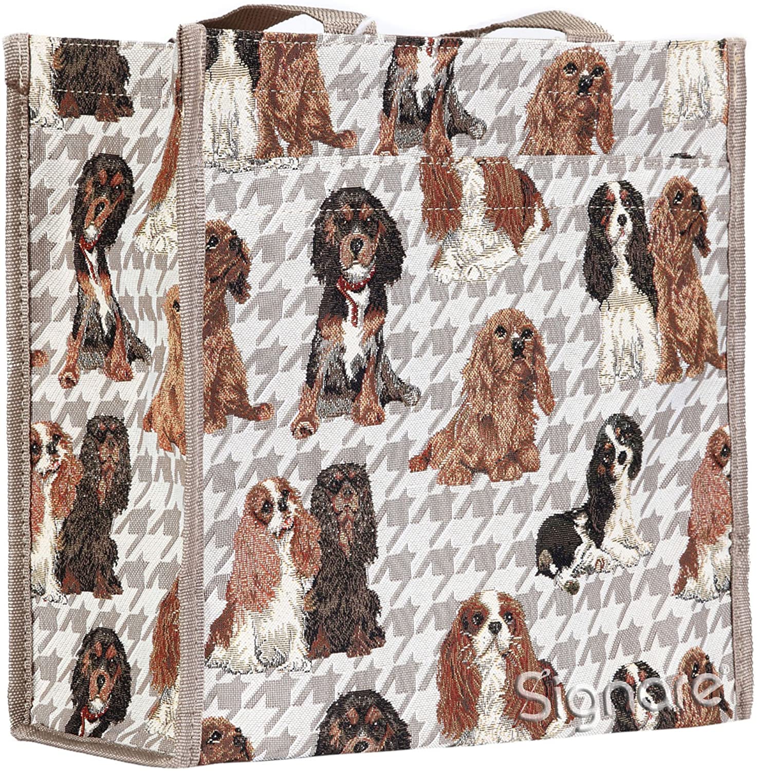 Price:$23.99 Signare Tapestry Shoulder Bag Shopping Bag for Women with Cavalier King Charles Spaniel Dog Design (SHOP-KGCS)  Handbags   