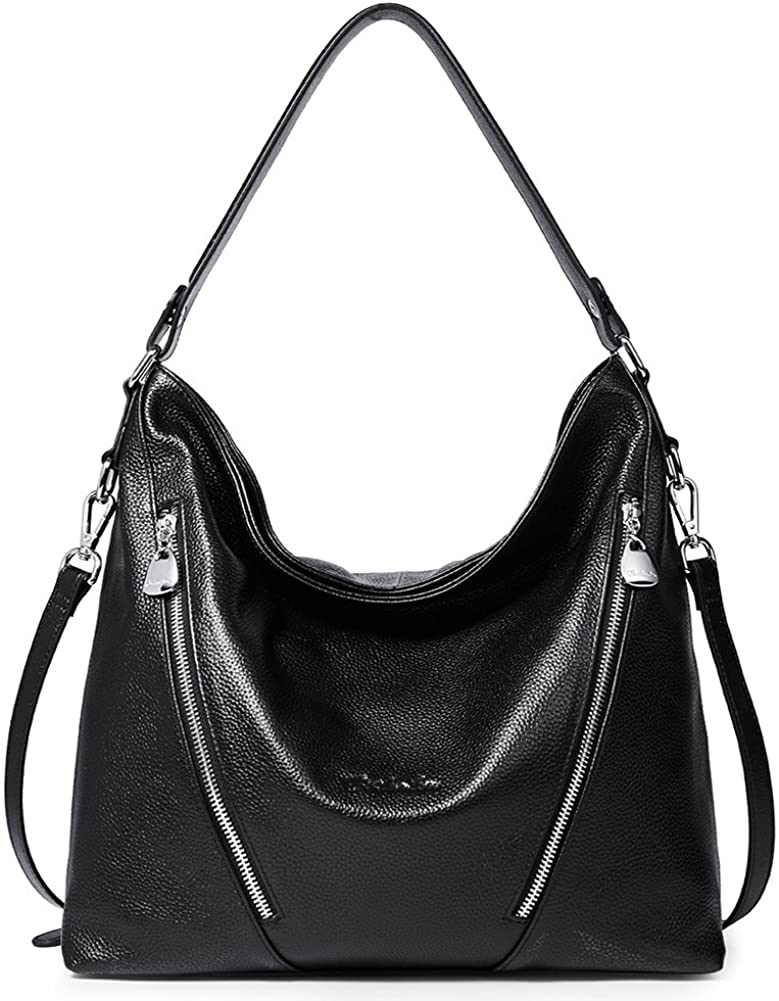 Price:$69.99    BOSTANTEN Women Leather Handbag Designer Large Hobo Purses Shoulder Bags Black  Clothing