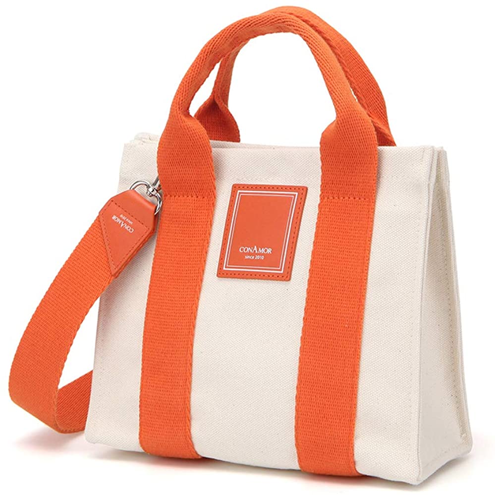 Price:$75.00    Conamor May Top Handle Bag, Cotton Canvas Tote handbags Casual Shoulder Crossbody bag ILC3001 (White Orange)  Clothing