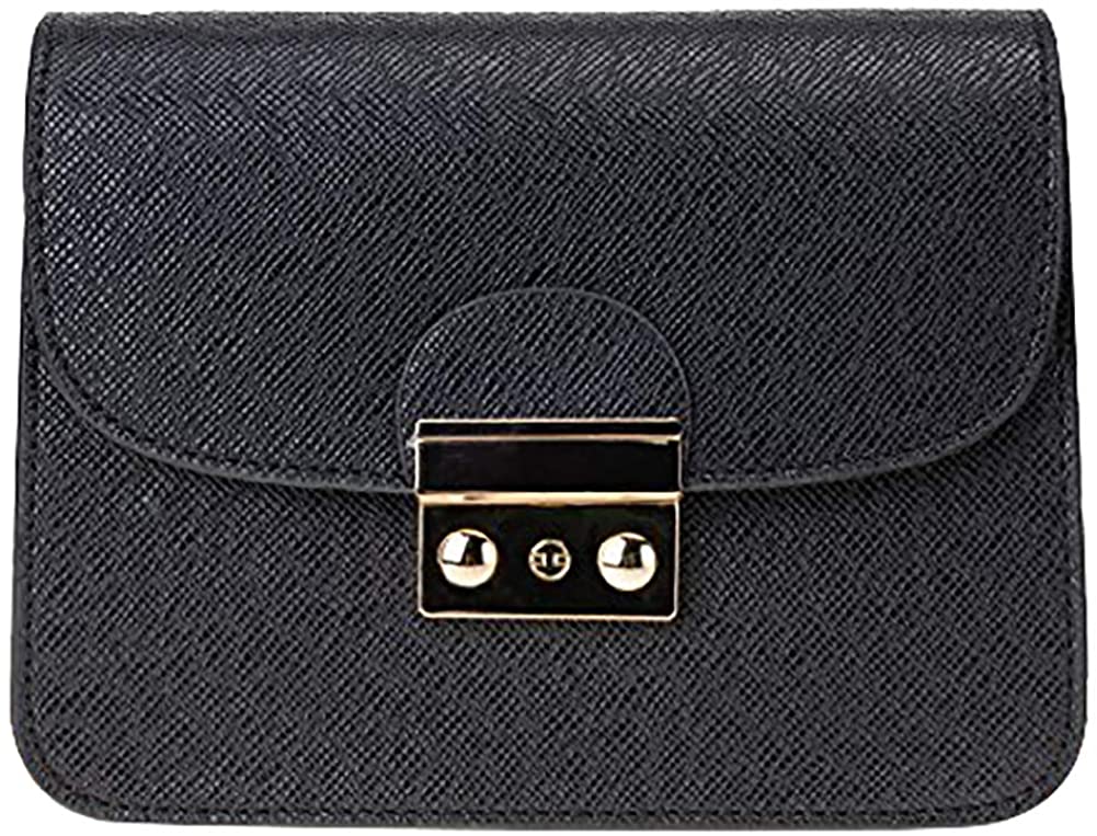 Price:$18.99 QZUnique Women's Fashion Genuine Leather Package Cover Type Cross Body Shoulder Bag with Metal Chain Strap Black  Handbags   