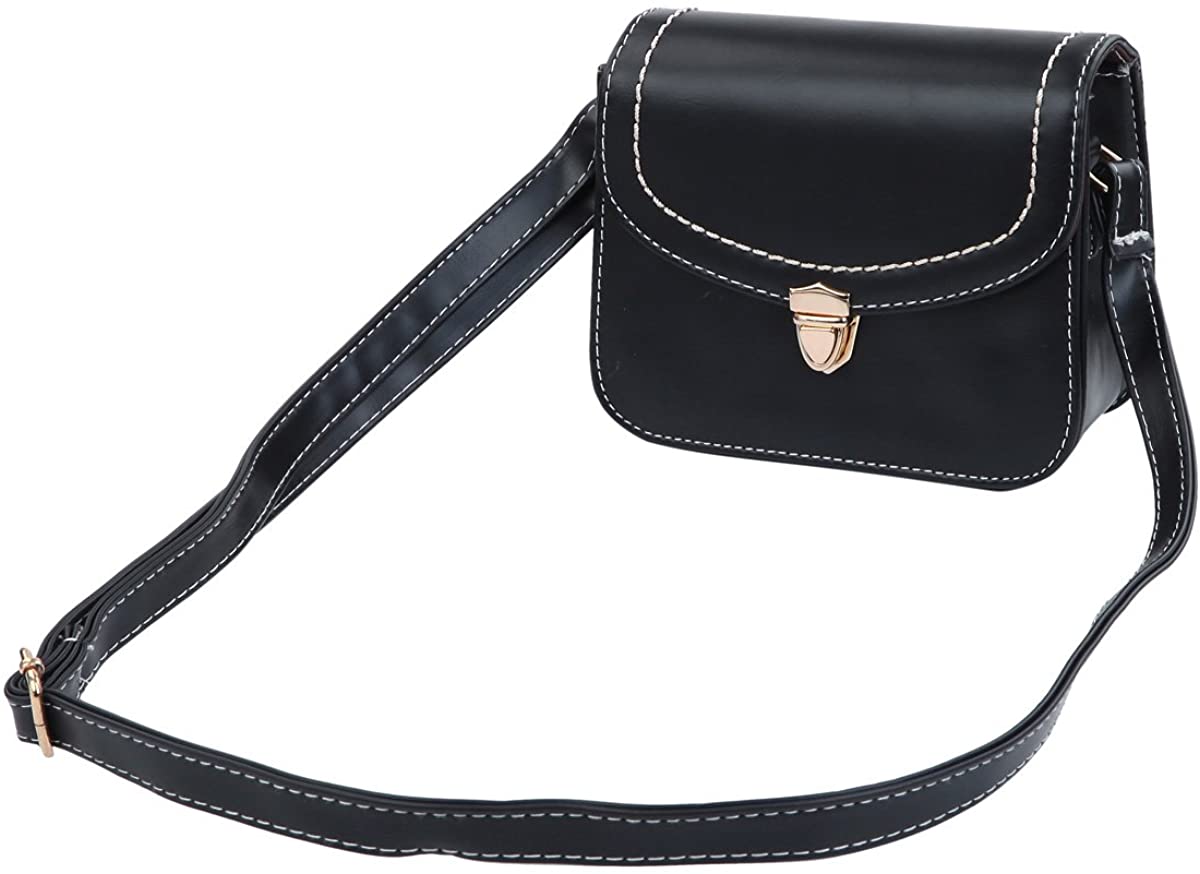 Price:$12.98 Solid Color Small PU Leather Flap Clutch Crossbody Shoulder Bag, Black  Handbags   