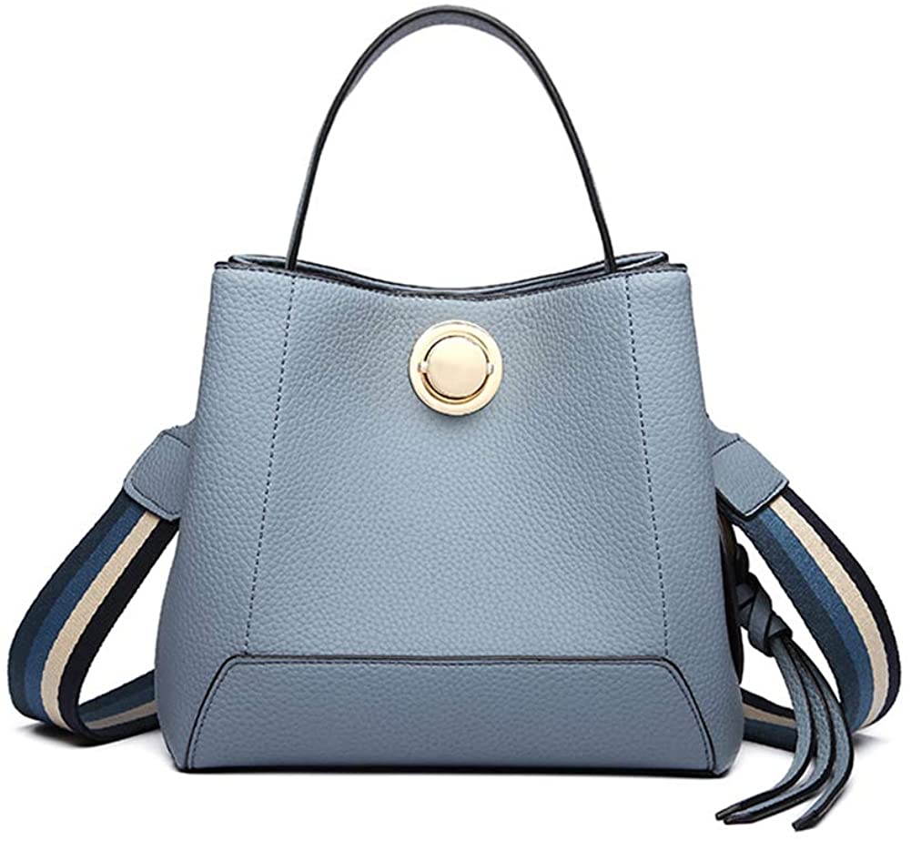 Price:$15.98 Generic Organizer Top Handle Bag Two Shoulder Strap Fashion Style Multi Pockets Bucket Bag for Daily Women, Blue, Medium  Handbags   