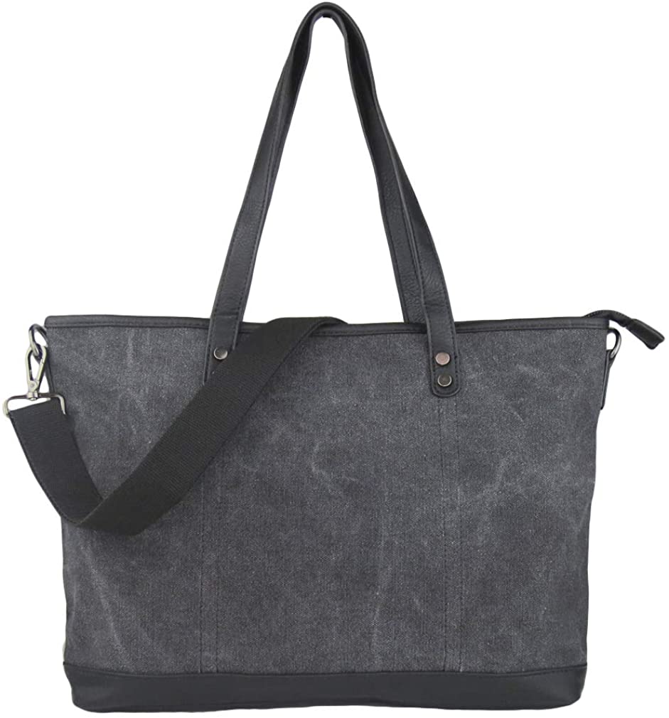 Price:$21.99    Imiflow Women's Work Bag Large Top Handle Shoulder Tote Satchel Bag Canvas Shopper Handbag Purse 006 Charcoal  Clothing