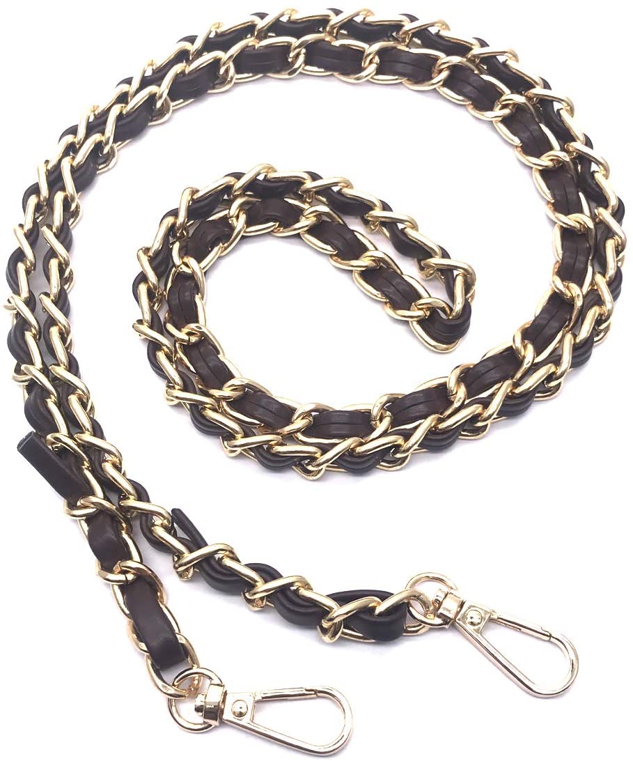 Price:$9.99    Synthetic Leather Metal Chain Replacement Interchangeable Shoulder Bag Strap Bag Accessories - 47 Inch Brown