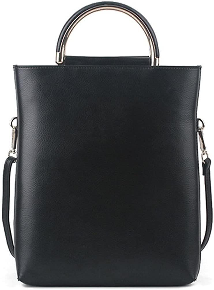 Price:$49.99    UER Women's Fashion Handcrafted Cow Leather Metal Handle Handbag Tote Bag with Shoulder Strap  Clothing