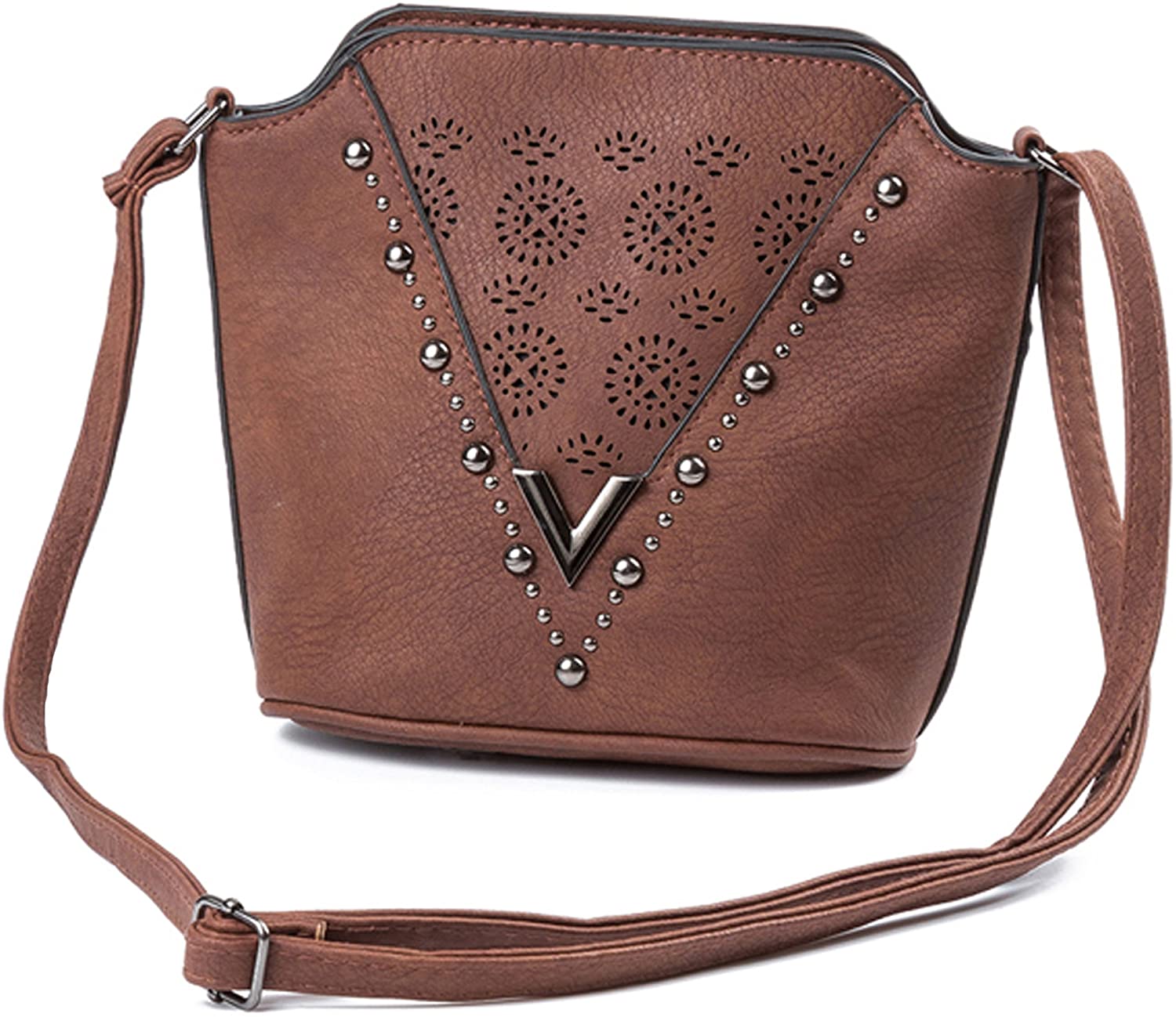 Price:$21.99 Blazing Autumn Shoulder bag/Messenger/Crossbody Brown Faux Leather Womens Bag  Handbags   