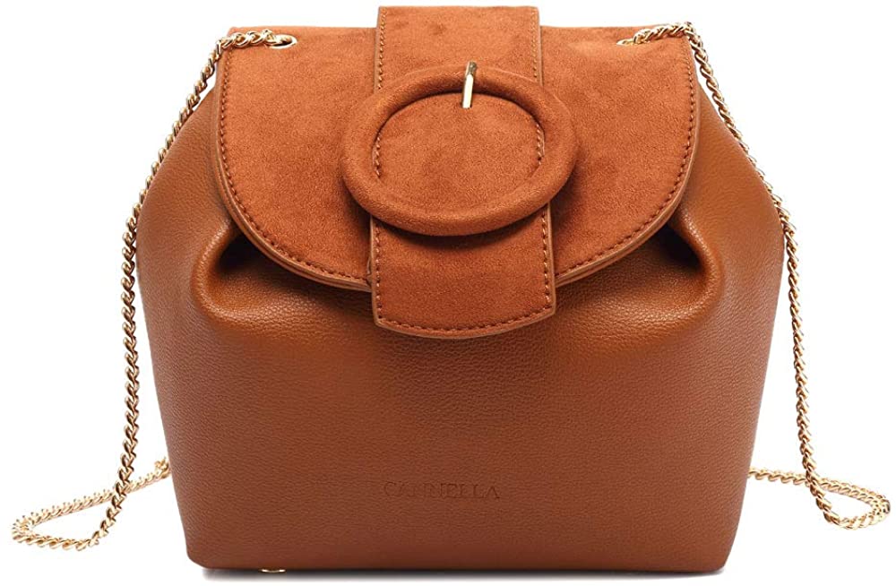 Price:$19.90 WREATHE Women Vegan Leather Shoulder Crossbody Bag Purse with Chain Strap HGA0011 (Brown)  Handbags   