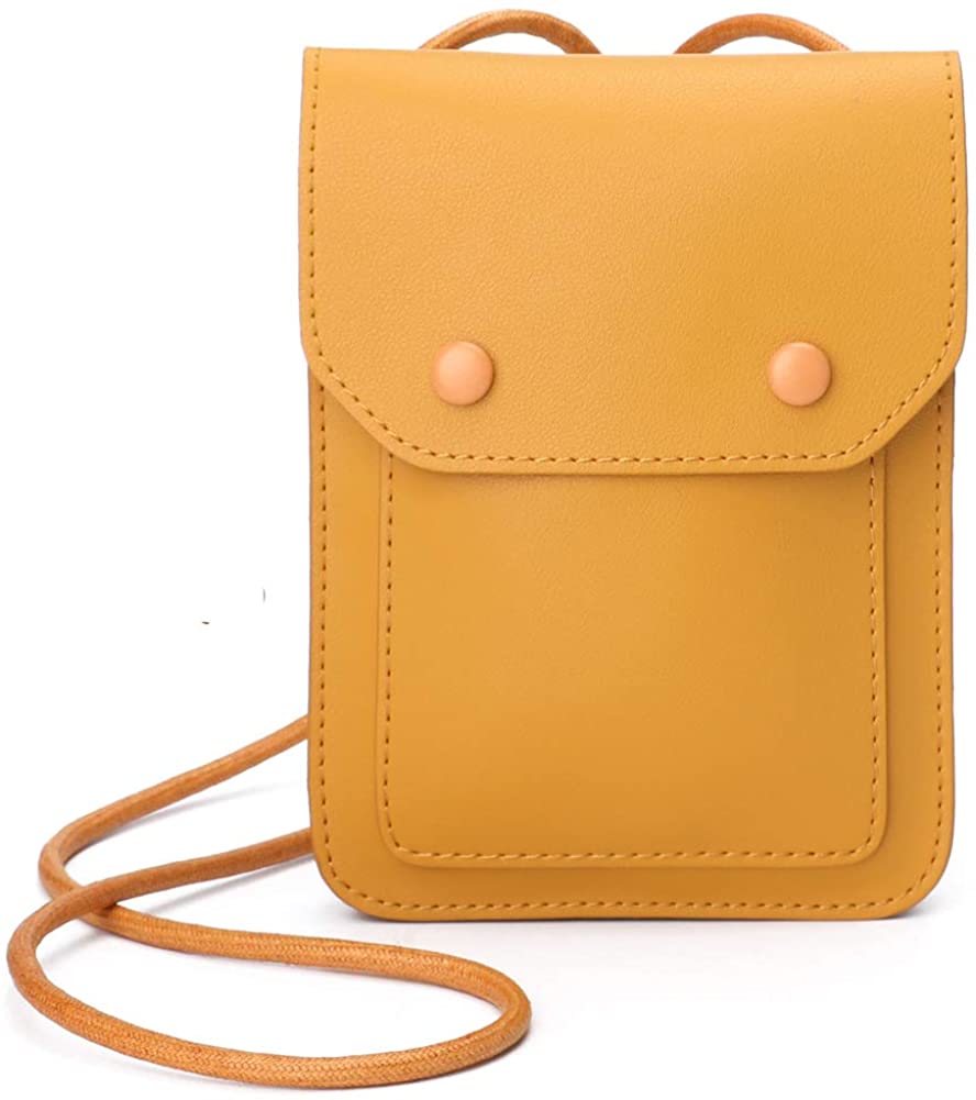 Price:$12.99 Jagucho Leather Cell Phone Purse Wallet Crossbody Shoulder Bag with Adjustable Strap for Girls Women (Yellow 7)  Handbags   