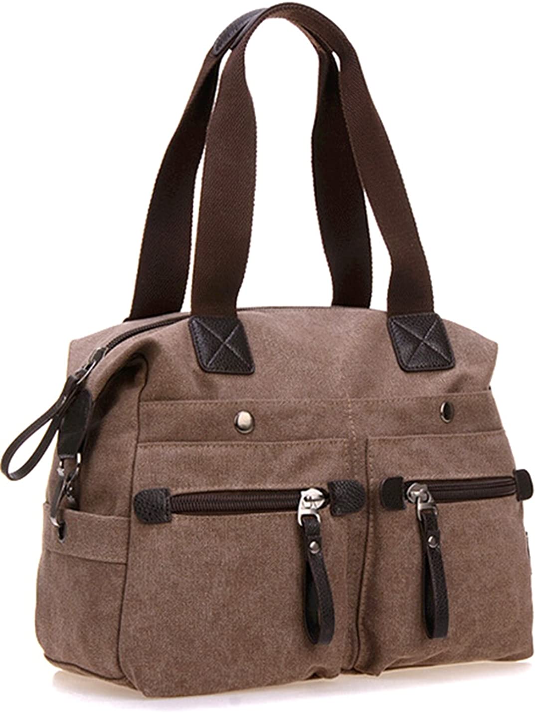 Price:$15.99    MOLLYGAN Women's Casual Canvas Top-Handle Bag Tote Handbag Vintage Weekender Shoulder Bag Coffee  Clothing