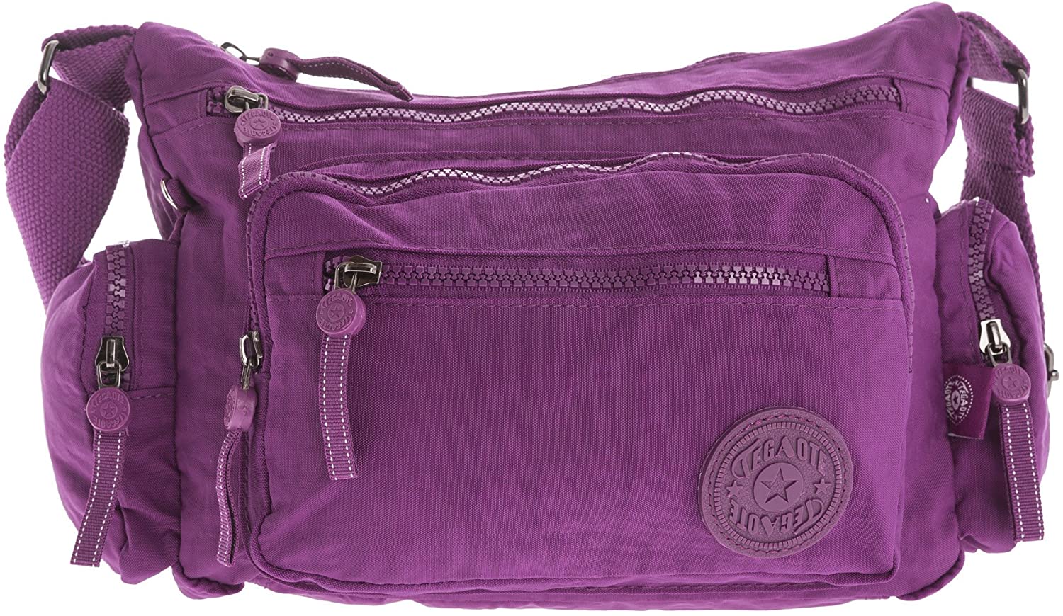 Price:$17.50 BHBS Lightweight Fabric Cross Body Messenger Shape Medium Size Shoulder Bag with Multi Pockets (Violet)  Handbags   
