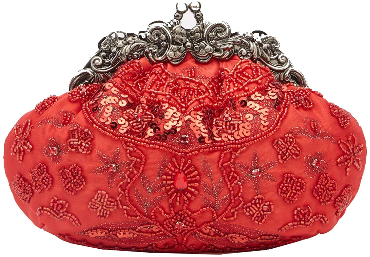 Price:$32.99 Access All Areas Victorian Style Glass Bead Jewel Embellished Evening Shoulder Clutch Bag Purse Red Gothic Wedding, Small  Handbags   