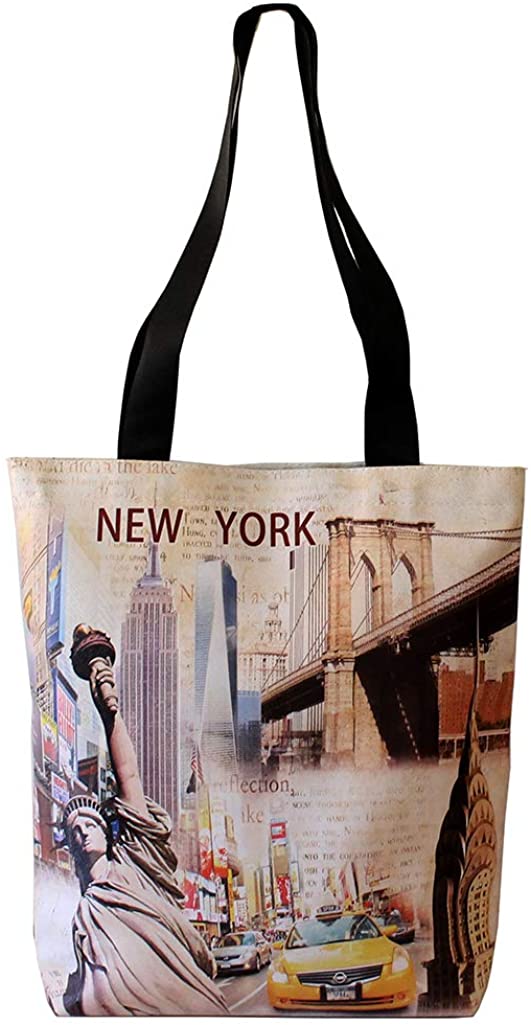 Price:$18.00    New York USA Flag Souvenir Shopping Shoulder Tote Bag Taxi Yellow  Clothing