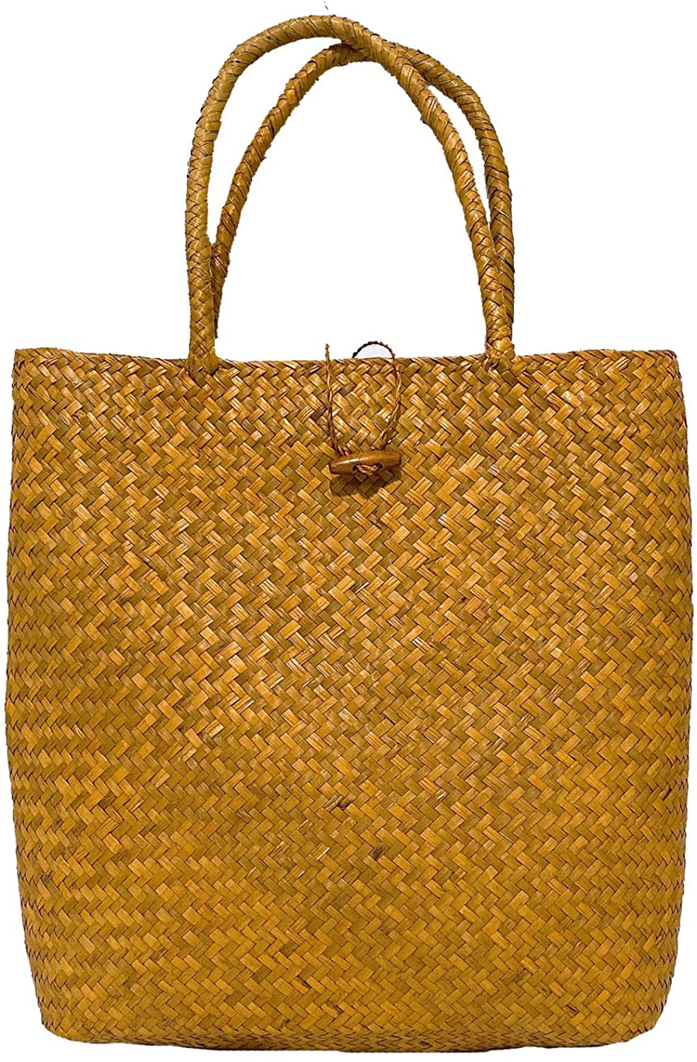 Price:$25.99 Hand-Woven Bags For Women Straw Top-Handle Bags Shoulder Tote Bags For Fashion Ladies Large Capacity Shopping bags (Yellow)  Handbags   