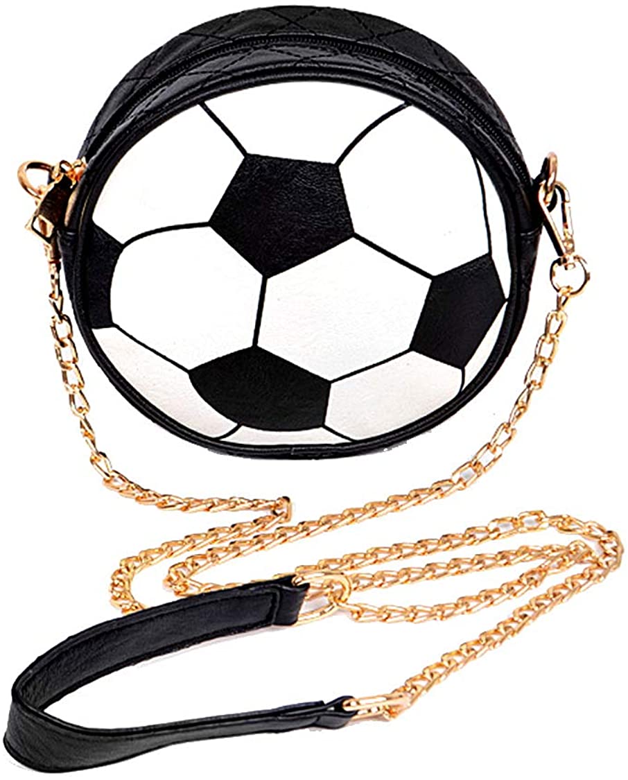 Price:$59.99 Crossbody Soccer Ball Clutch Shoulder Bag in Black and White  Handbags   