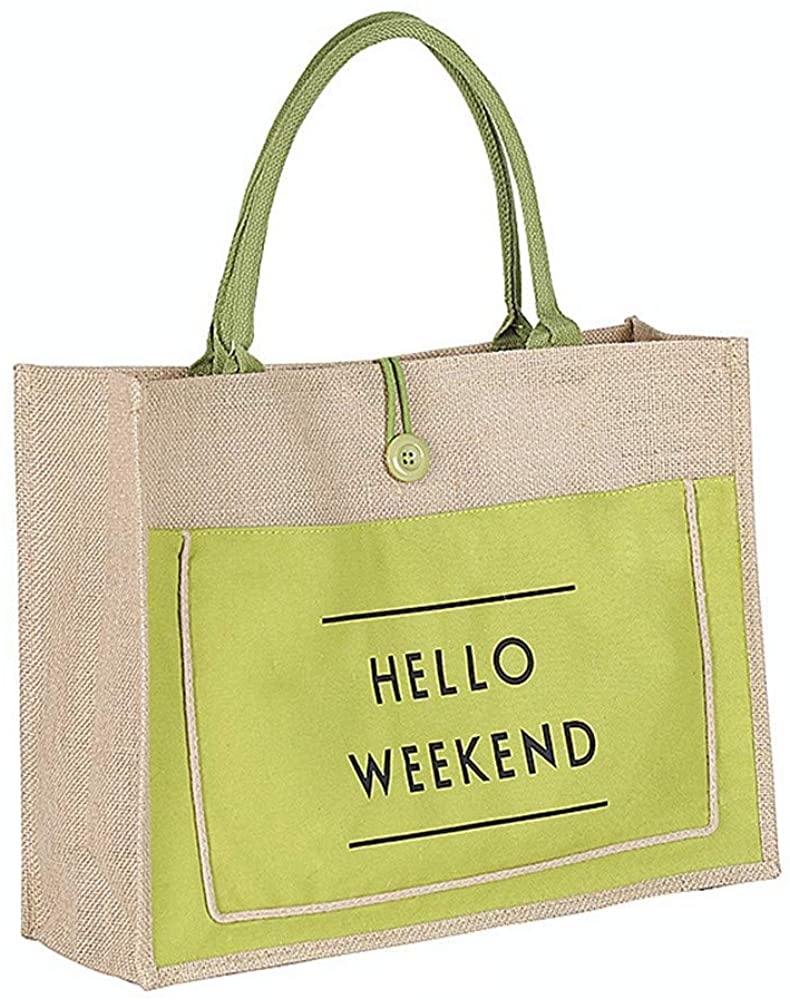 Price:$19.99    QTMY Women Linen Luxury Tote Large Capacity Female Casual Shoulder Bag Lady Daily Handbag Fresh Beach Shopping Bag (Green))  Clothing