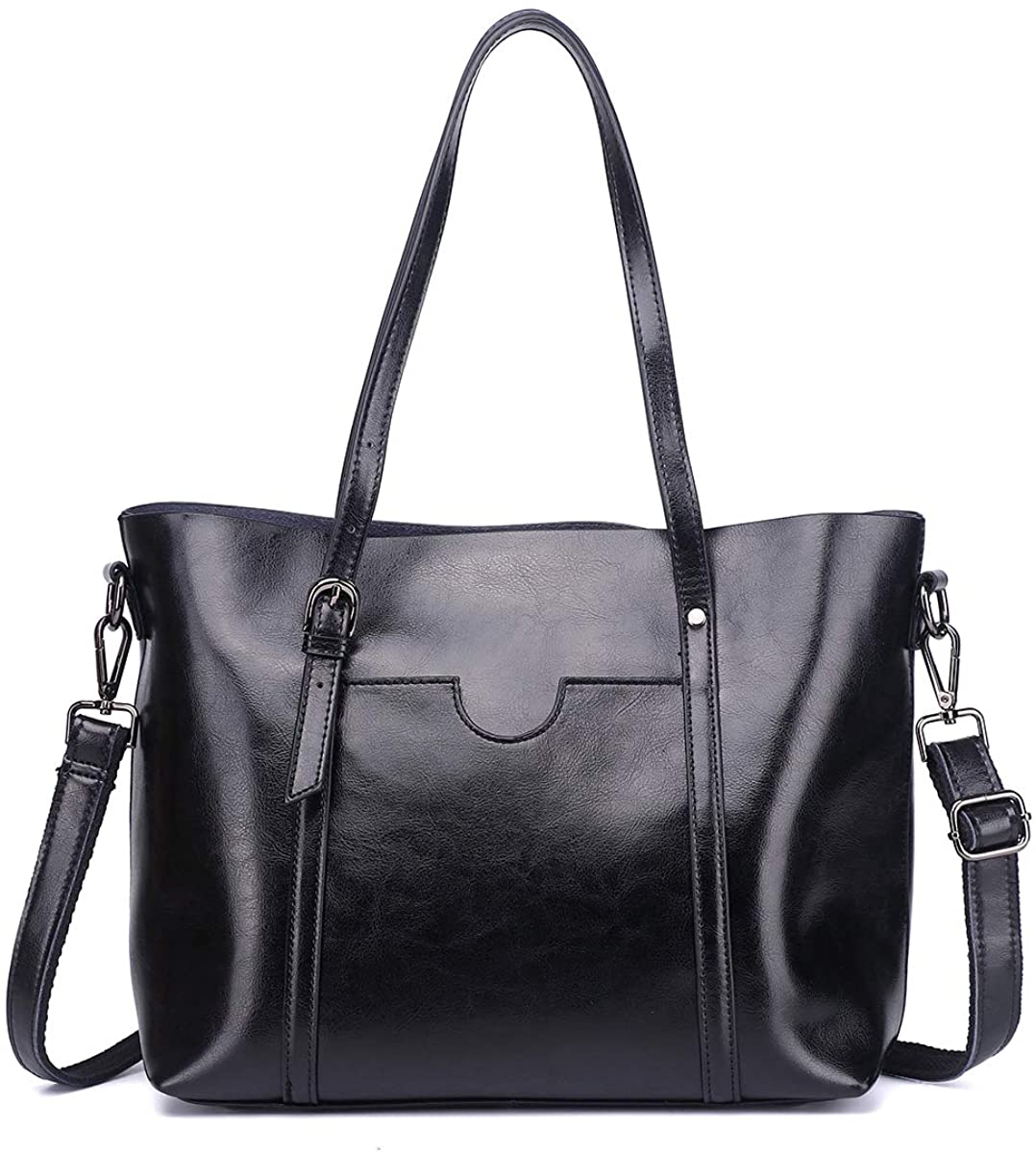 Price:$25.99    Zg Women Genuine Leather Top Handle Satchel Daily Work Tote Shoulder Bag Large Capacity  Clothing