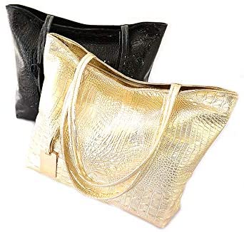 Price:$25.09 Women's Crocodile effect Shoulder Bag (Black)  Handbags   
