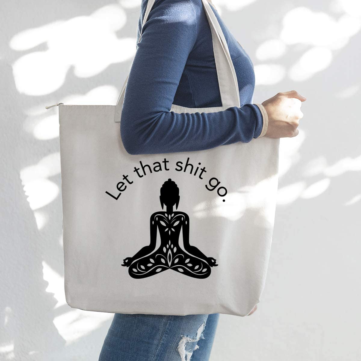 Price:$15.99    Blue Leaves Yoga Bag,Yoga Gifts, Let That Go,Funny Yoga Gifts- Zen Gift- Motivational Yoga Gifts for Women-Tote Bag,Travel Shoulder Bag,Tote Bag for Women,Canvas Tote Bag,Large Tote Bag  Clothing