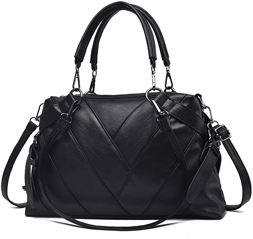 Price:$19.99    Women Handbag Hobo Shoulder Crossbody Bag, Top Handle Bags Totes Splice Style Large Capacity Satchel Purse for Shopping, Travel, Business, School, Holiday Gifts, Black  Clothing