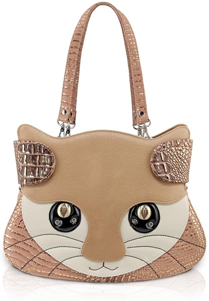 Price:$46.49 Darling's Kitty Cat Face Design Handbag/Shoulder Bag - Light Brown  Handbags   