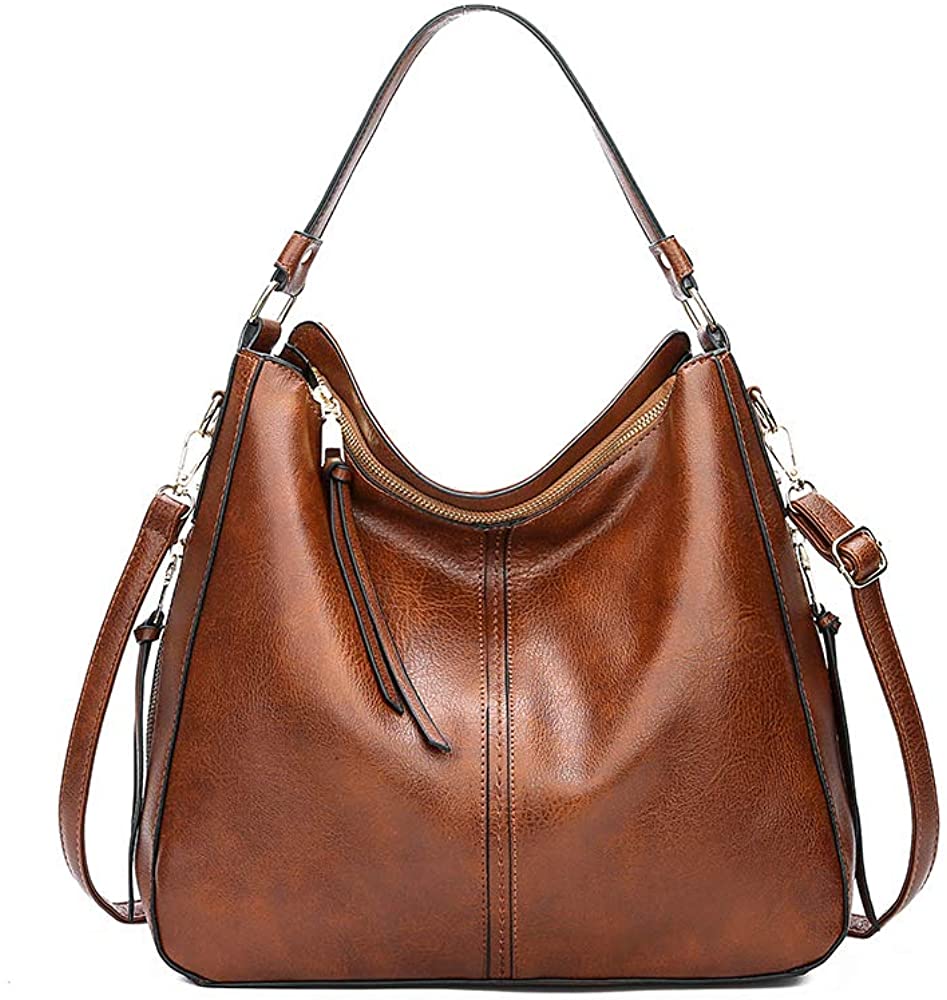 Price:$32.99    YXiang Handbags for Women PU Leather Shoulder Bag Waterproof Large hobo Bags (brown)  Clothing