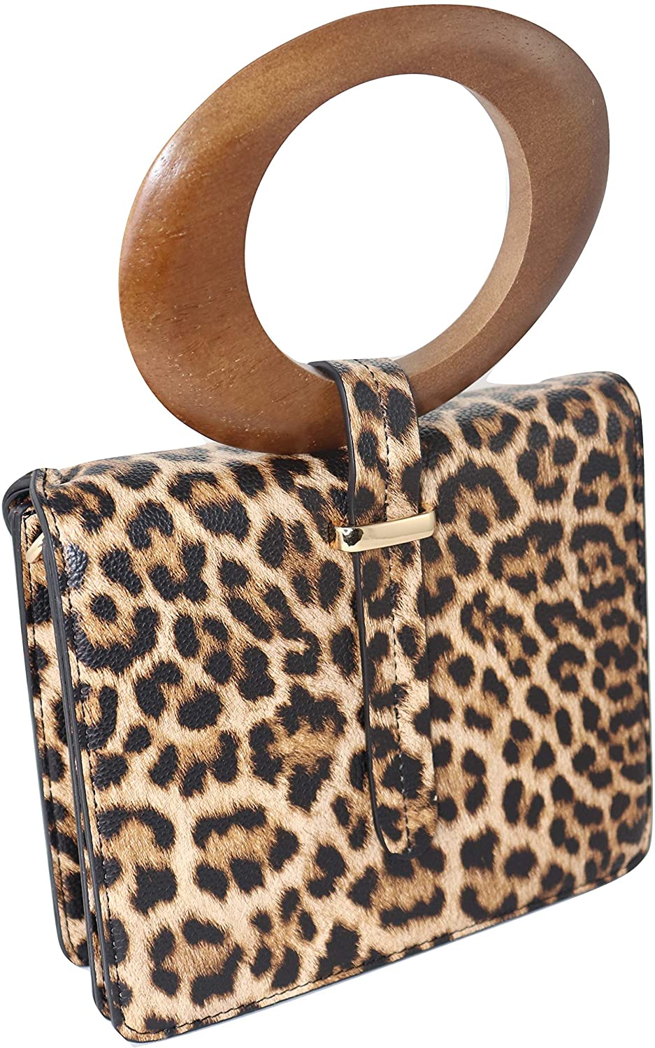 Price:$24.95 Beautiful Square Shap Fashion Bag Full Round Handle Shoulder Bag Women Purse Wallet Bag (Leopard)  Handbags   