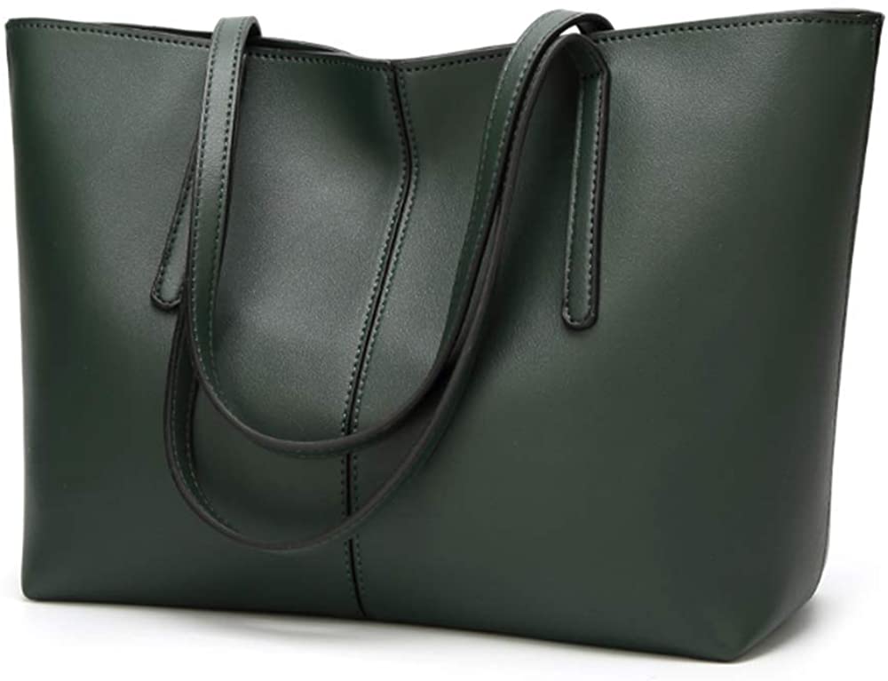 Price:$27.99    New bag is fashionable, simple, versatile, large-capacity tote bag, handbag, shoulder tote bag, PU women's bag. (Dark green)  Clothing