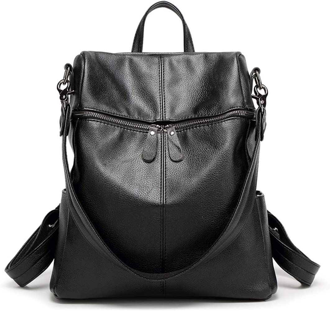 Price:$25.99    VYAAA Leather Backpack Shoulder Bag for Women Daypacks Waterproof Travel School Bag Black  Clothing