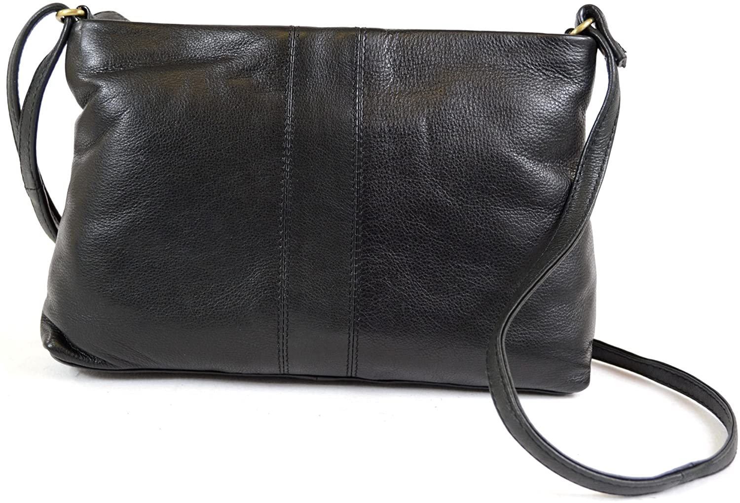 Price:$39.99 Ladies Soft Premium Leather Shoulder/Cross Body Bag (Black)  Handbags   