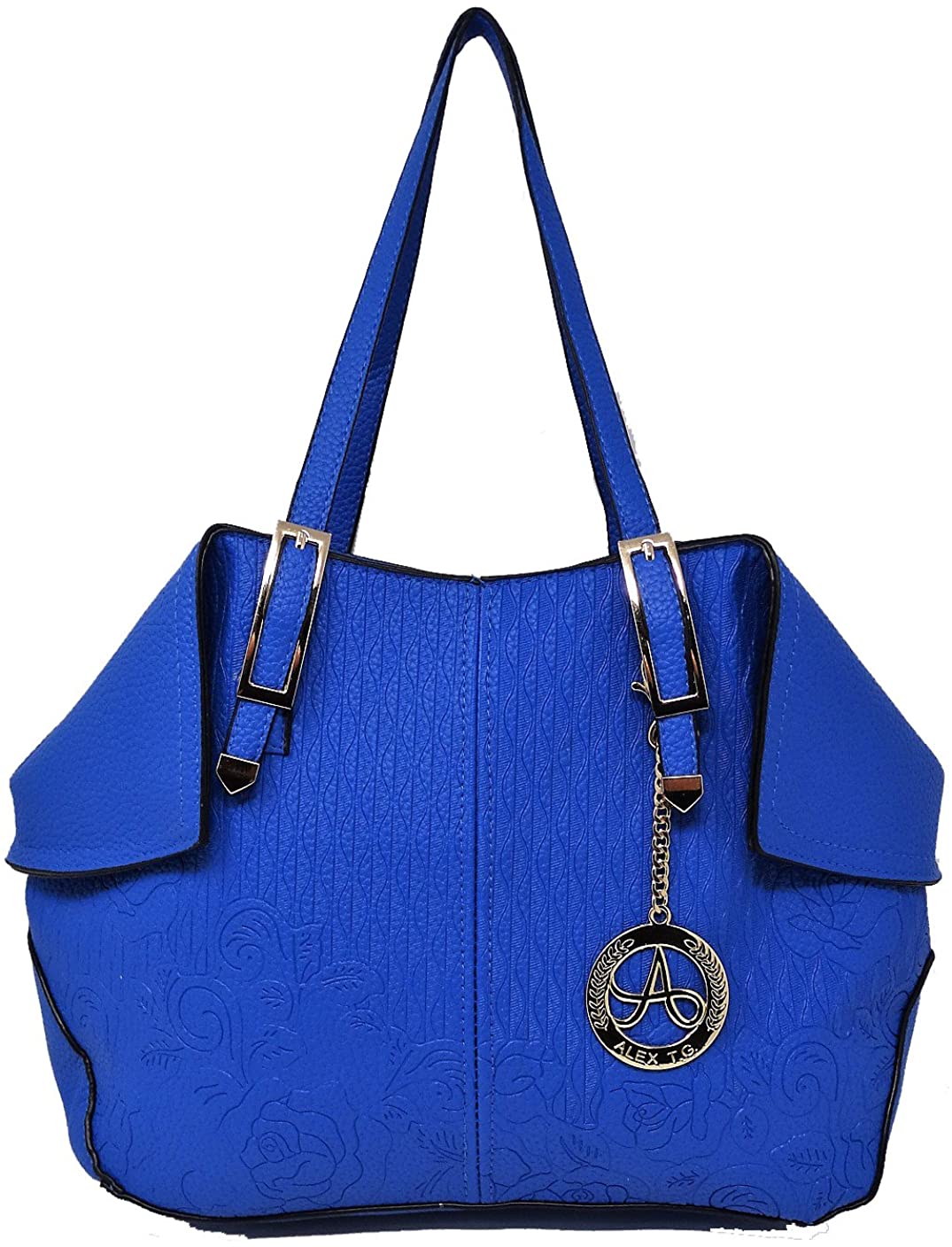 Price:$19.99    ALEX T.G. Women Satchel Handbag TULIP 3D ART Blue Color  Clothing