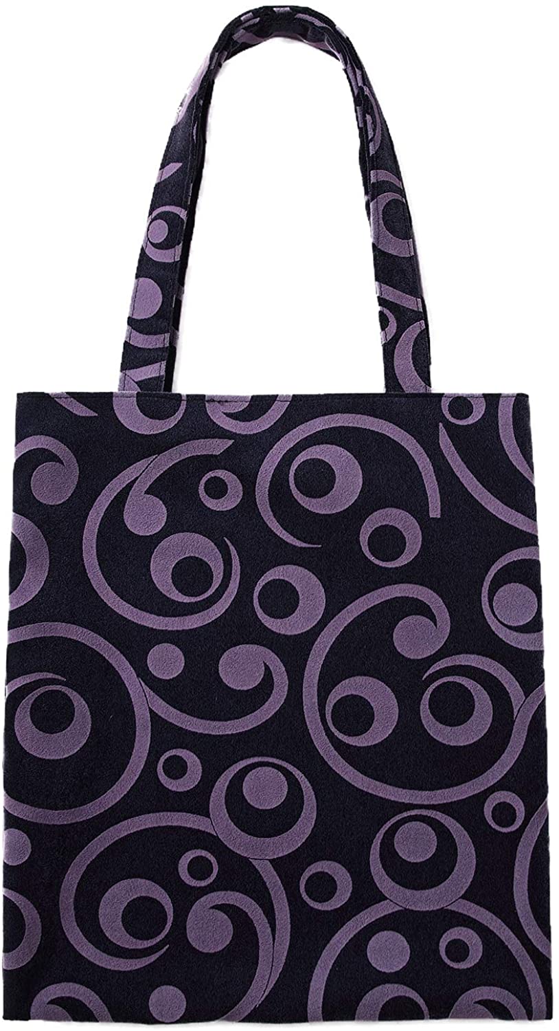 Price:$12.99 Flocking fabric tote bag, women's one - shoulder tote bag with large capacity（Purple pattern）  Handbags   