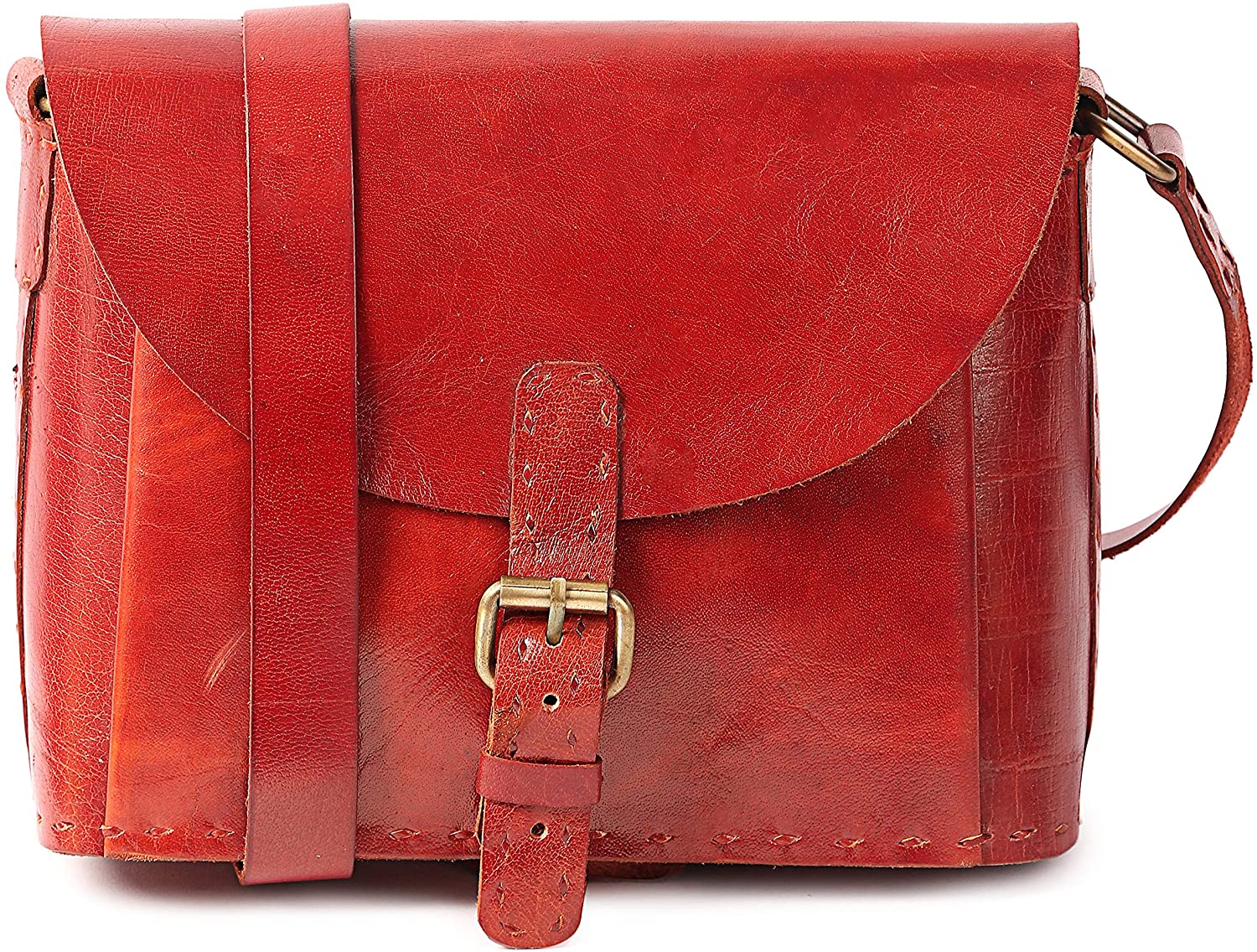 Price:$39.99    Artishus 8 inch Womens Red Colored Real Leather Shoulder 8 inch Tote Bag Ladies Crossbody bag Work Office Purse  Clothing