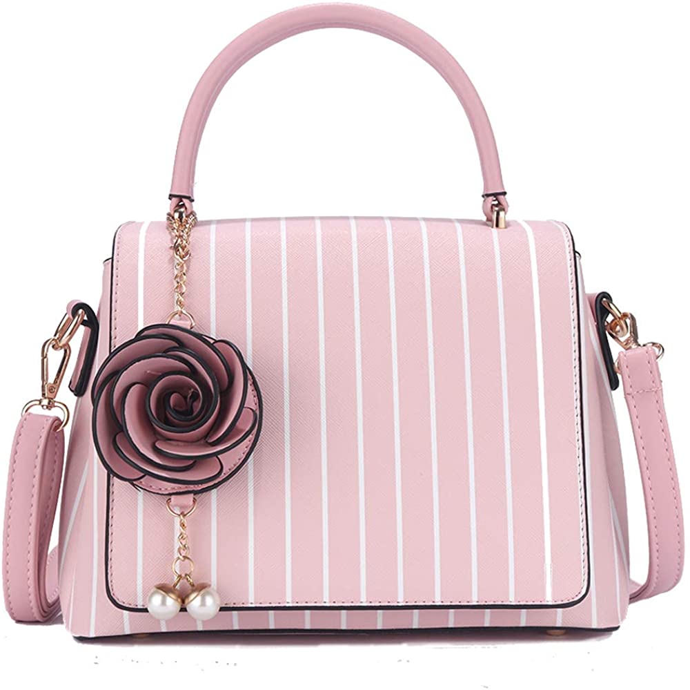Price:$34.99 Multiple Pockets Handbag for Women Fashion Ladies PU Leather Top Handle Satchel Shoulder Tote Bags Purse (Pink)  Handbags   