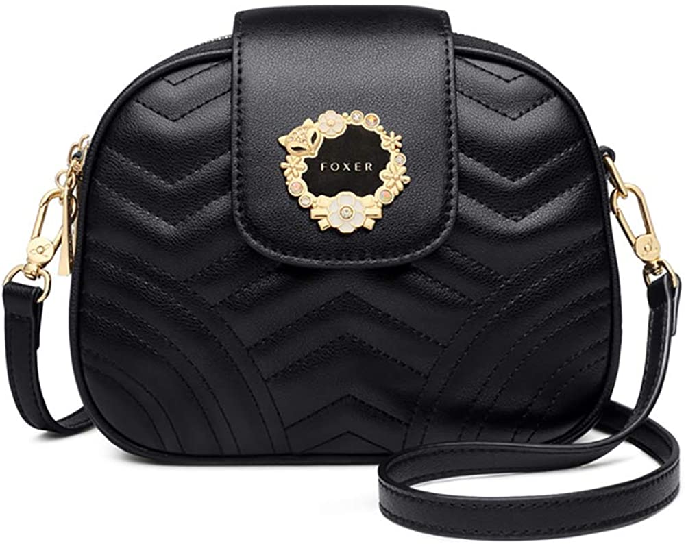 Price:$49.99    Leather Small Crossbody Bags for Women, Genuine Leather Ladies Mini Shoulder Bag with Adjustable Strap Womens Fashion Real Leather Messenger Bag Girls Casual Compact Satchel Crossbody Flap Bag (Black)  Clothing