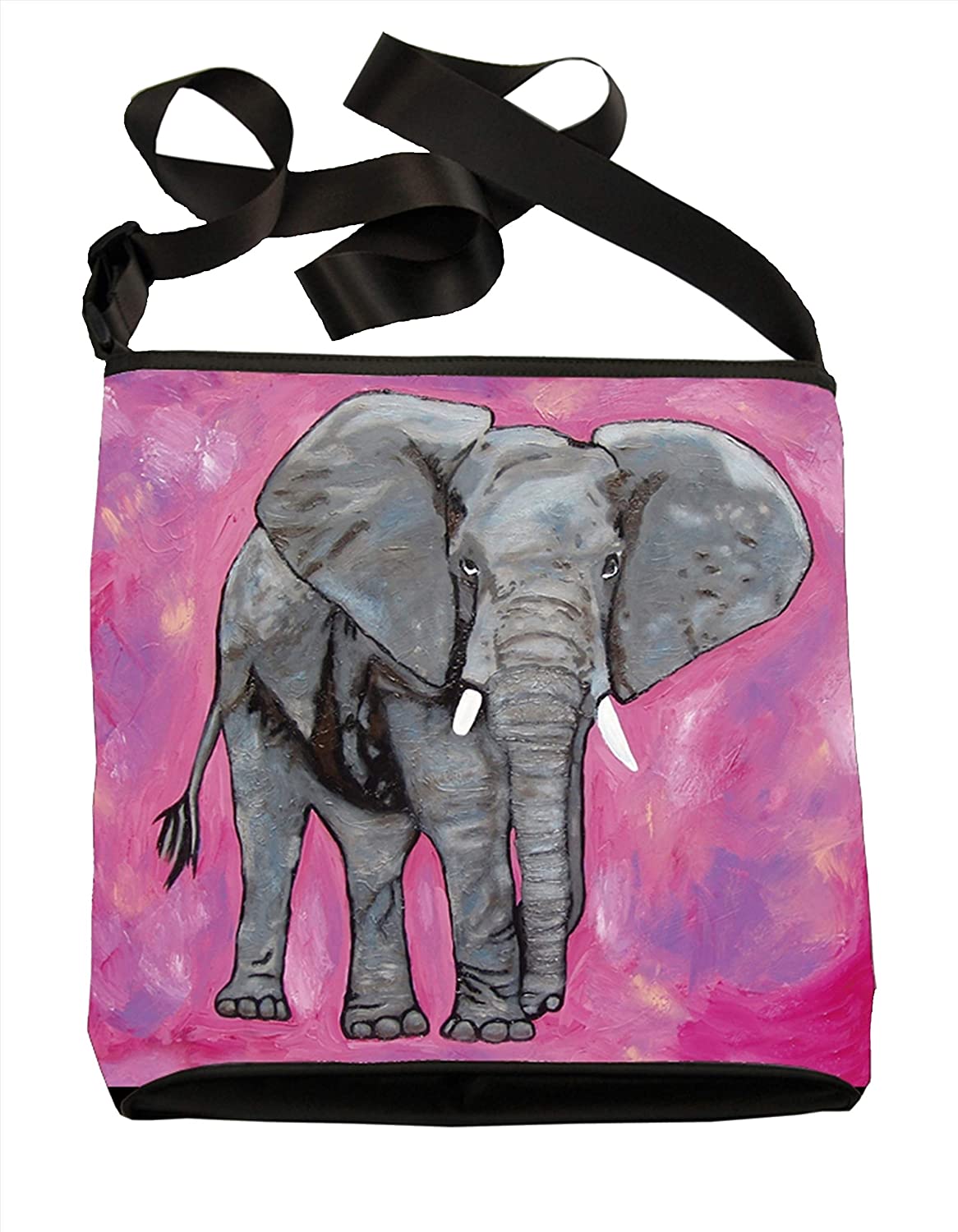 Price:$34.95    Elephant Large Cross Body Bag - Wearable Art, From My Original Painting, Kelly  Clothing