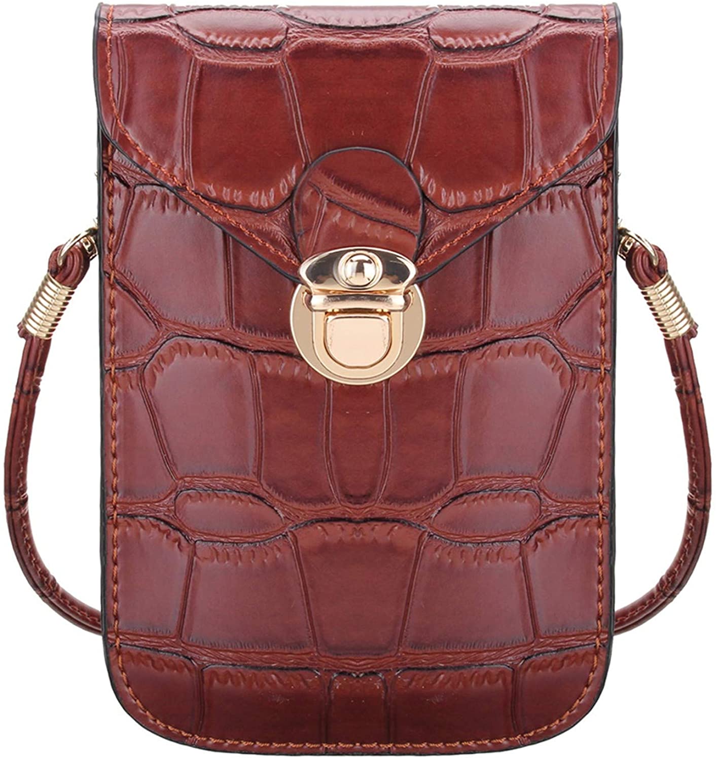 Price:$19.97 Chibi-store Small Gold Bags For Women Crocodile Leather Shoulder Bag Mini Crossbody Bags Female, Brown  Handbags   