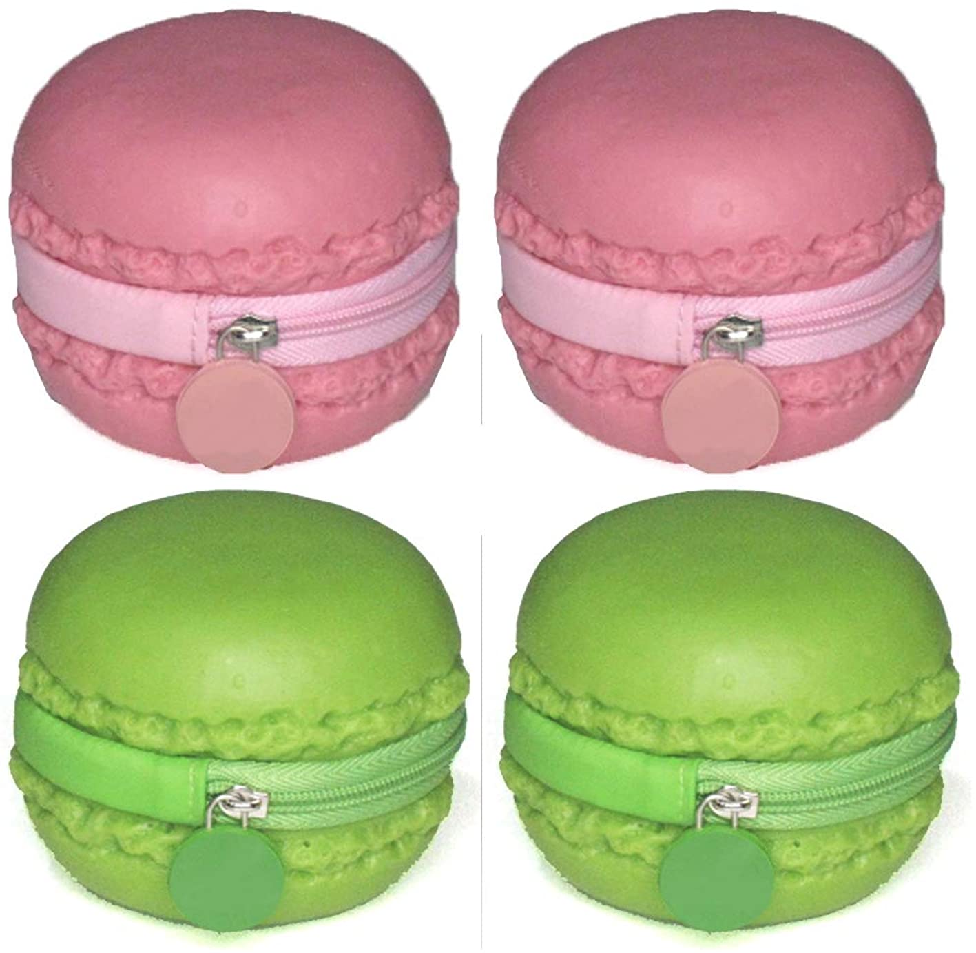 Price:$19.99 decca c. Adorable Macaron Cute Coin Purse Wallet Novelty, Pack of 4 pcs - 2 Pink, 2 Green.  Handbags   