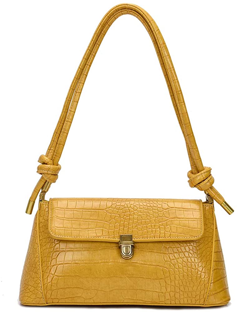 Price:$24.99 Retro Classic Hobo Clutch Shoulder Bag with Zipper Closure for Women 10.8x4.1 x 5.5 in (yellow)  Handbags   