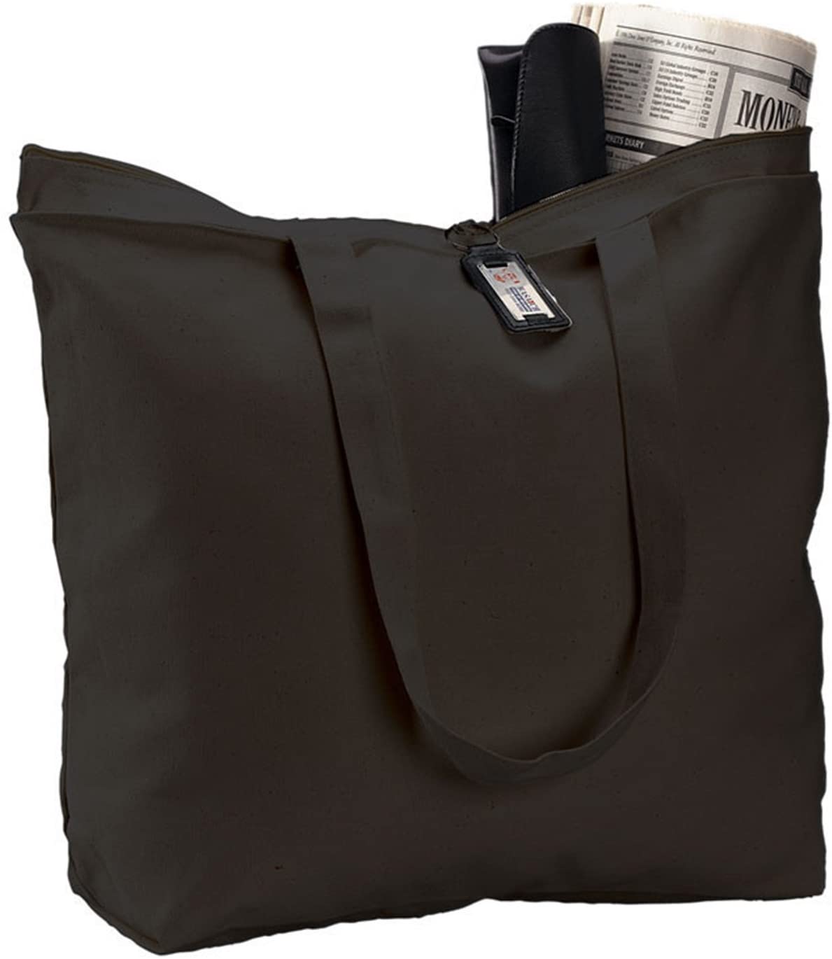 Price:$37.95    (6 Pack) Set of 6 Heavy Canvas Large Tote Bag with Zippered Closure (Black)  Clothing