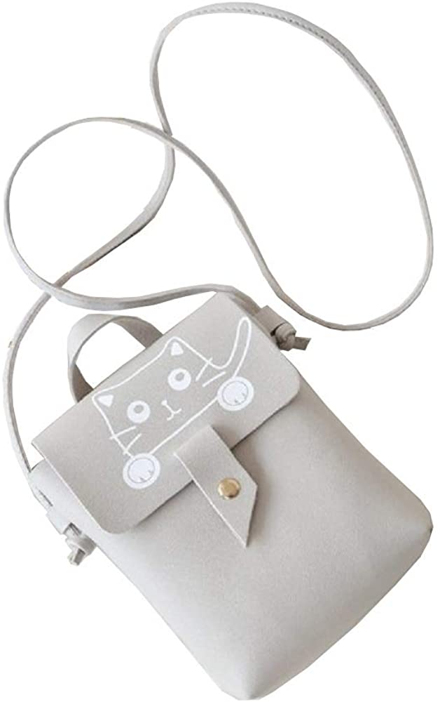 Price:$9.99 UNI Women Portable Small Crossbody Bag Shoulder Bag Smartphone Wallet Bag Cute Cat (Grey)  Handbags   